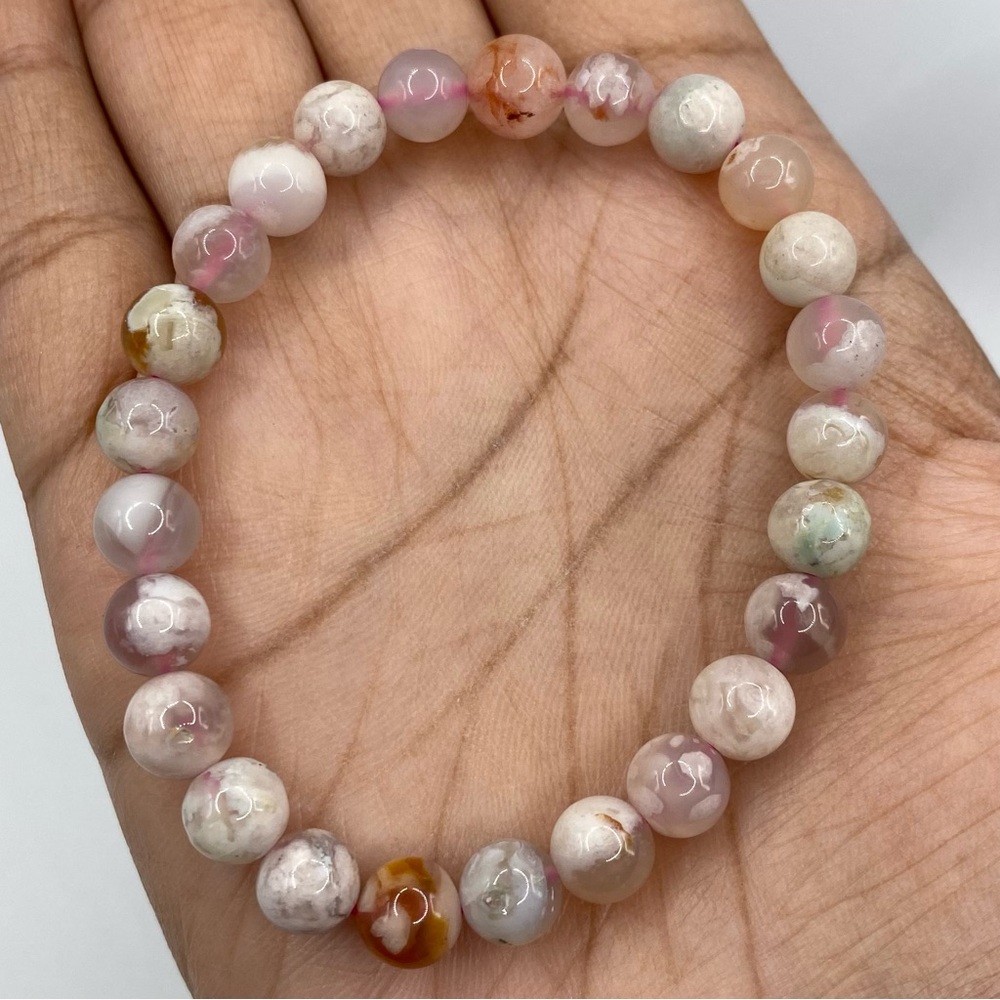 Flower Agate Crystal Bracelet 8mm